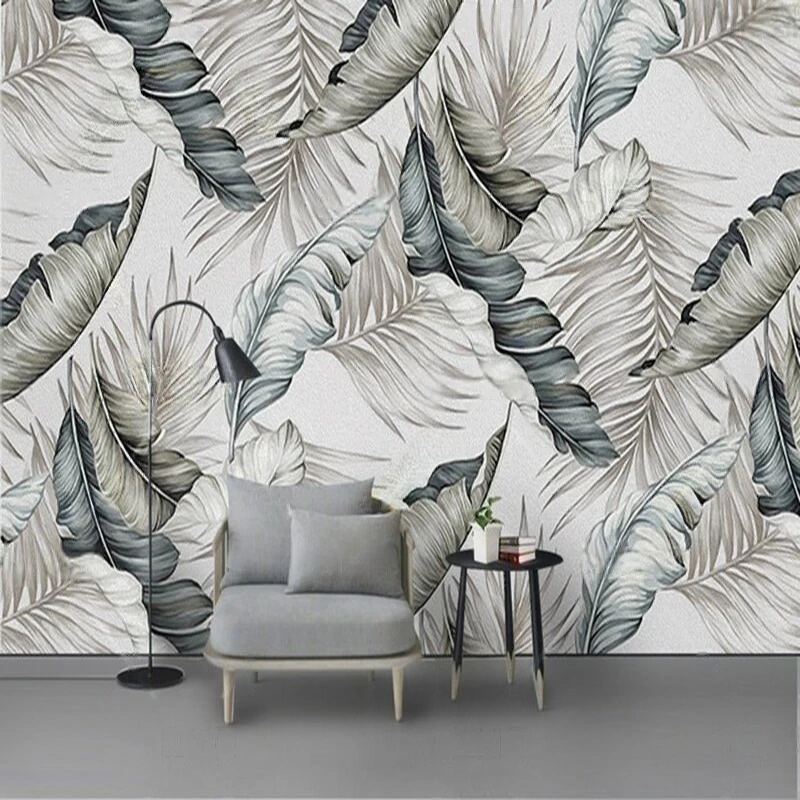 

Custom Wall Mural Wallpaper Hand-Painted Leaf Pattern Background Wall Art for Living Room Bedroom Home Interior Decoration