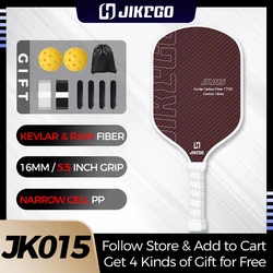 JIKEGO Kevlar T700 Pagaia da pickleball in fibra di carbonio grezza 16MM 5,5 pollici Impugnatura a celle strette PP Core Palline da pickle Racchetta per bambini adulti