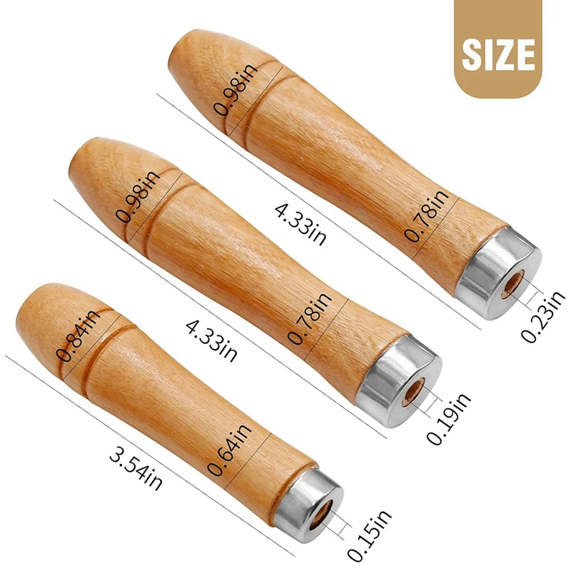 Wood File 15Pcs Wooden File Special Handle Burr Free Steel File Round Hole Small Wooden Handle (4Mm+5Mm+6Mm) Durable Easy To Use