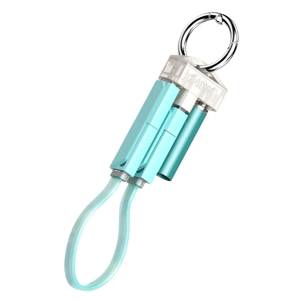 4 in 1 240W Keychain Type C with Portable Cord PD Fast Charging Cable 240W Fast Charging Portable Fast Charging Cable Emergency
