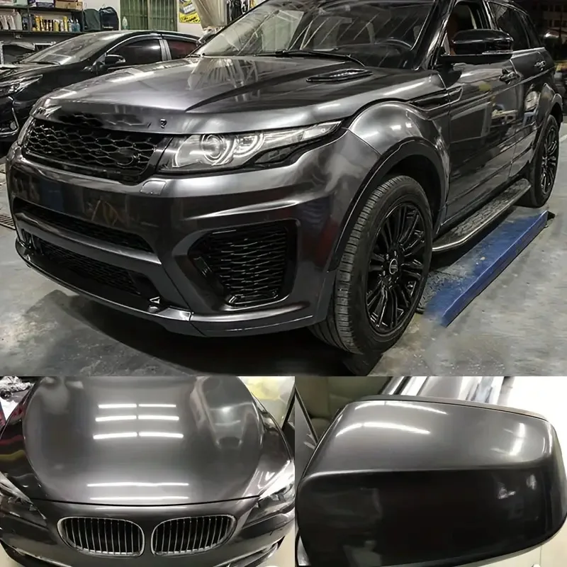 Gloss Metallic Gunmetal Grijs Vinyl Wrap Candy Glossy Grijs Car Wrapping Sticker Met Air Bubble Zelfklevende Decal Folie