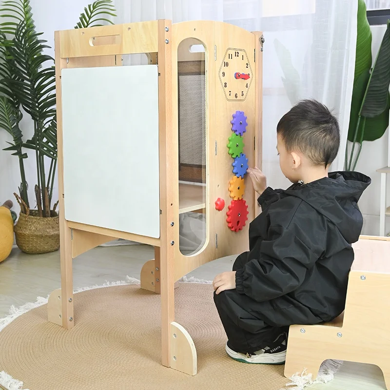 High Quality Children Wooden Step Stool Tower Kitchen Stool Assistant Wooden Toddler Stool With Safety Height