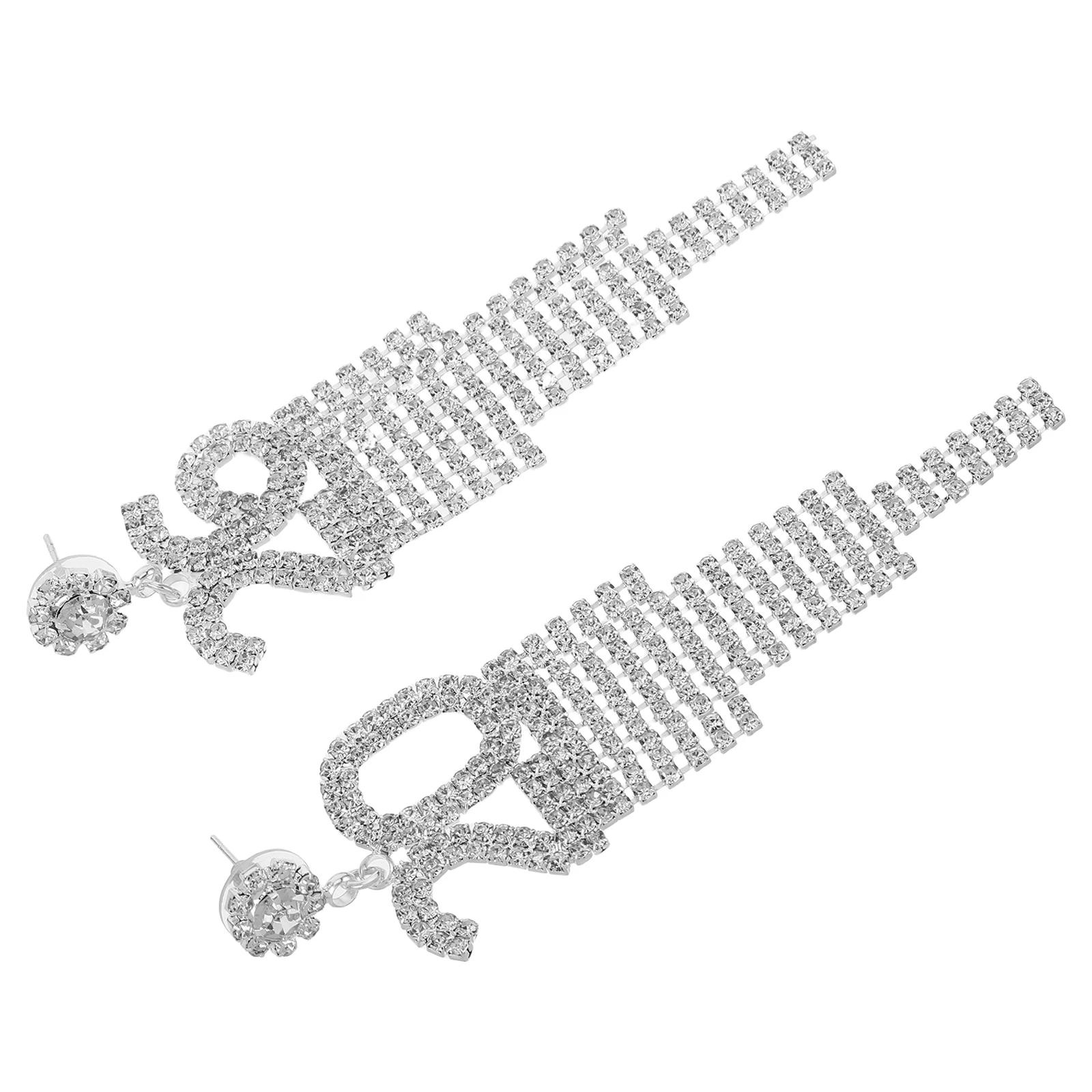 

1Pair Rhinestone Tassel Chain Drop Earrings 2026 Long Dangle Earrings for Women New Years Eve Party Festive Statement Jewelry