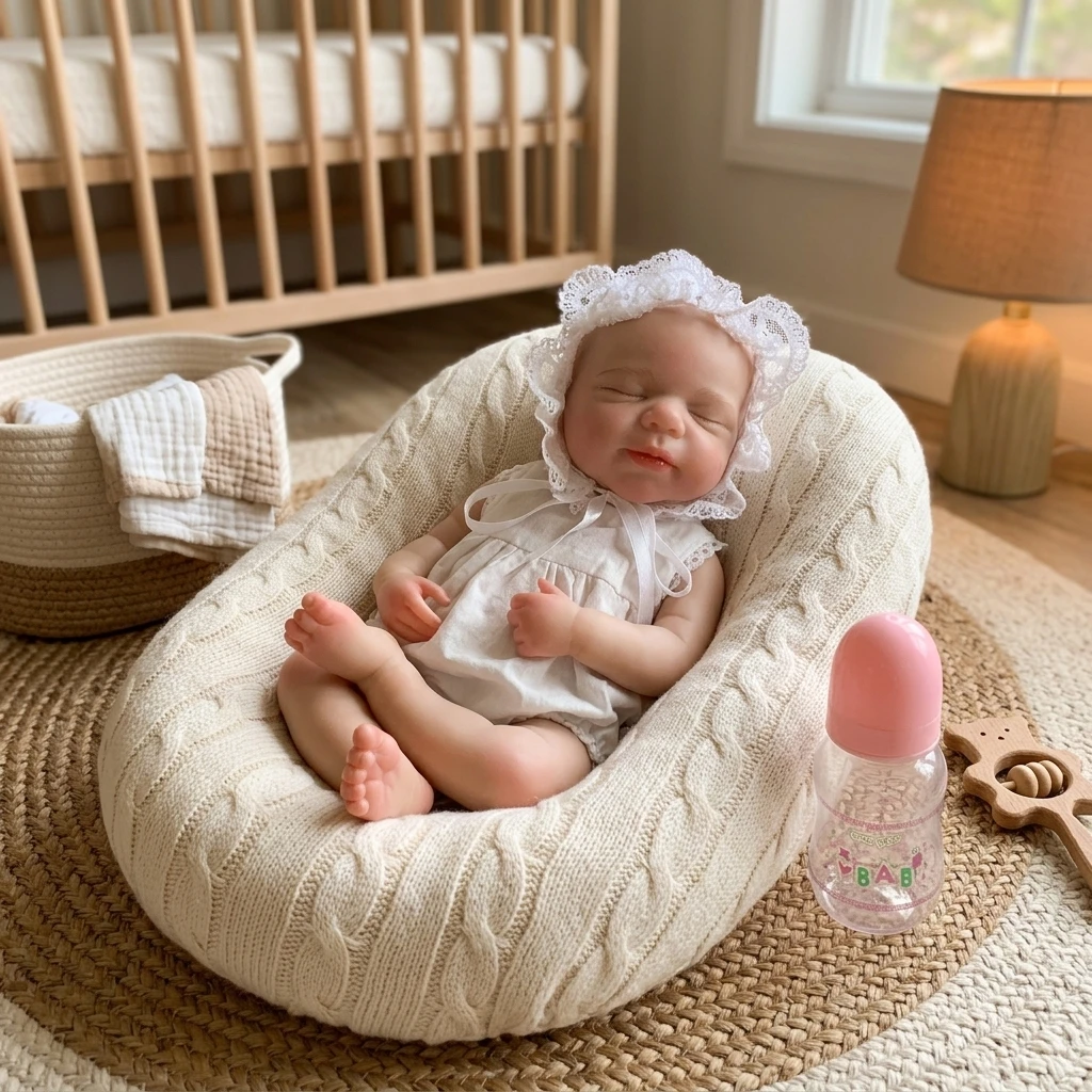 13 Inch Solid Silicone Reborn Doll Pascale Realistic Painted Newborn Baby Soft Simulated Bebe Holiday Birthday Gift for Collecti