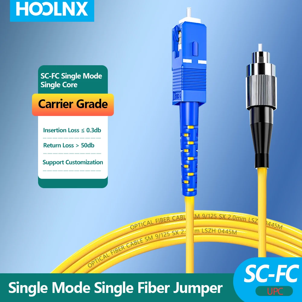 

HOOLNX OS2 SC-FC Одномодовый симплексный оптоволоконный патч-кабель 2,0 мм LSZH — гигабитная скорость, без галогенный, нестандартная длина 1–100 м (5 г/
