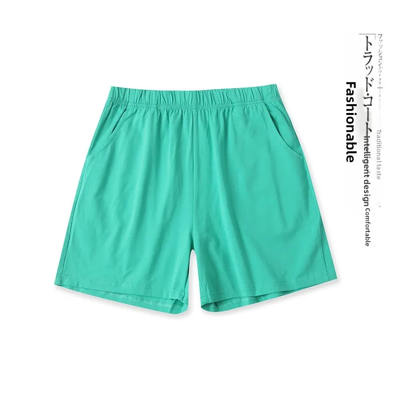 High Waist Cotton Shorts Women's Casual Pants Elastic Waist Slim Fit Pocket Candy Color Versatile Summer New Style 16538