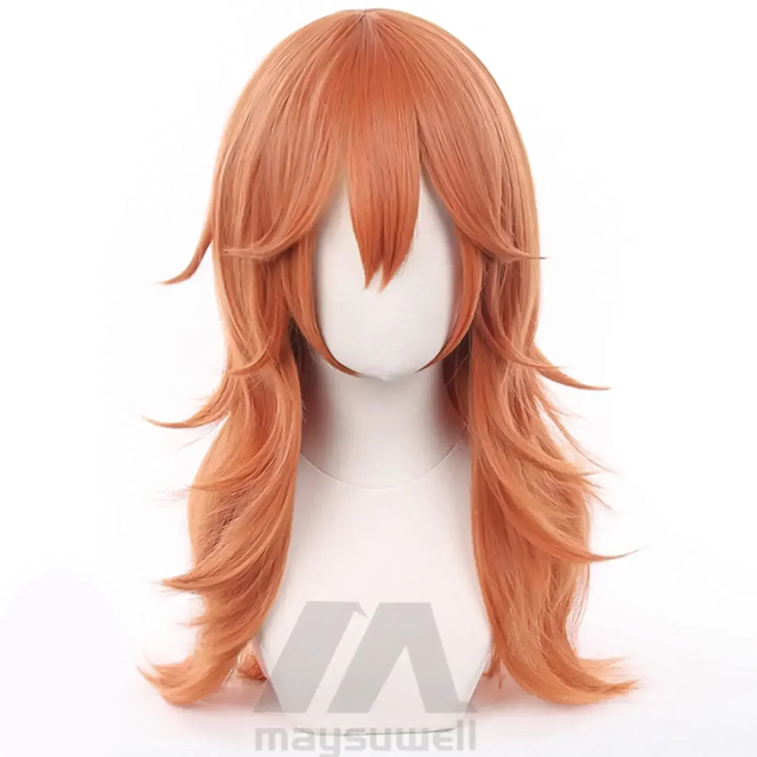 Angel Devil for Chainsaw Man Bangs Long Orange Brown Cosplay Wigs Halloween Costume Party AdultHair Wig