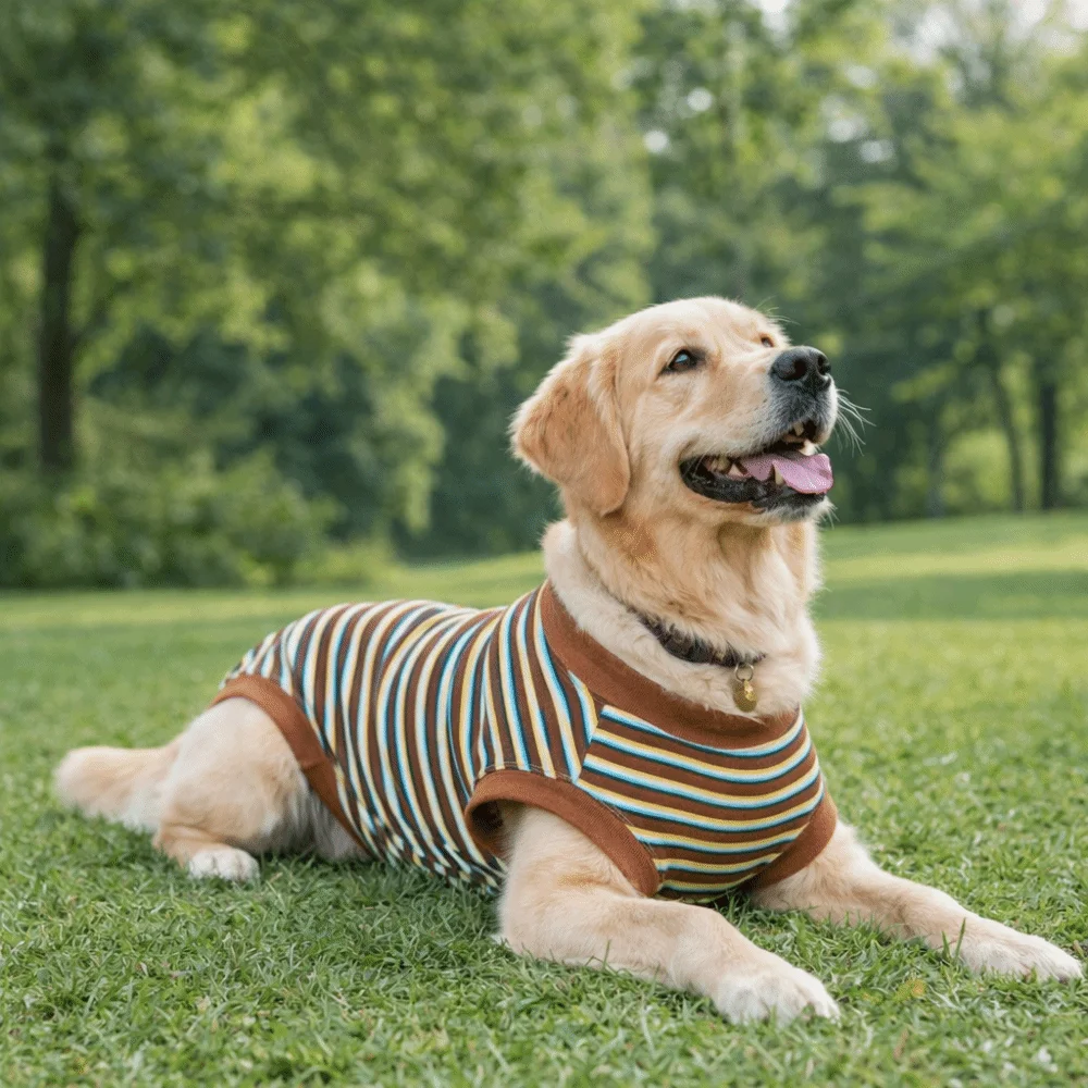 Dog Bodysuit Striped Dog Sterilization Suit Washable Comfortable Dog Recovery Clothes Warm Dog Four Legged Vest Female Spay