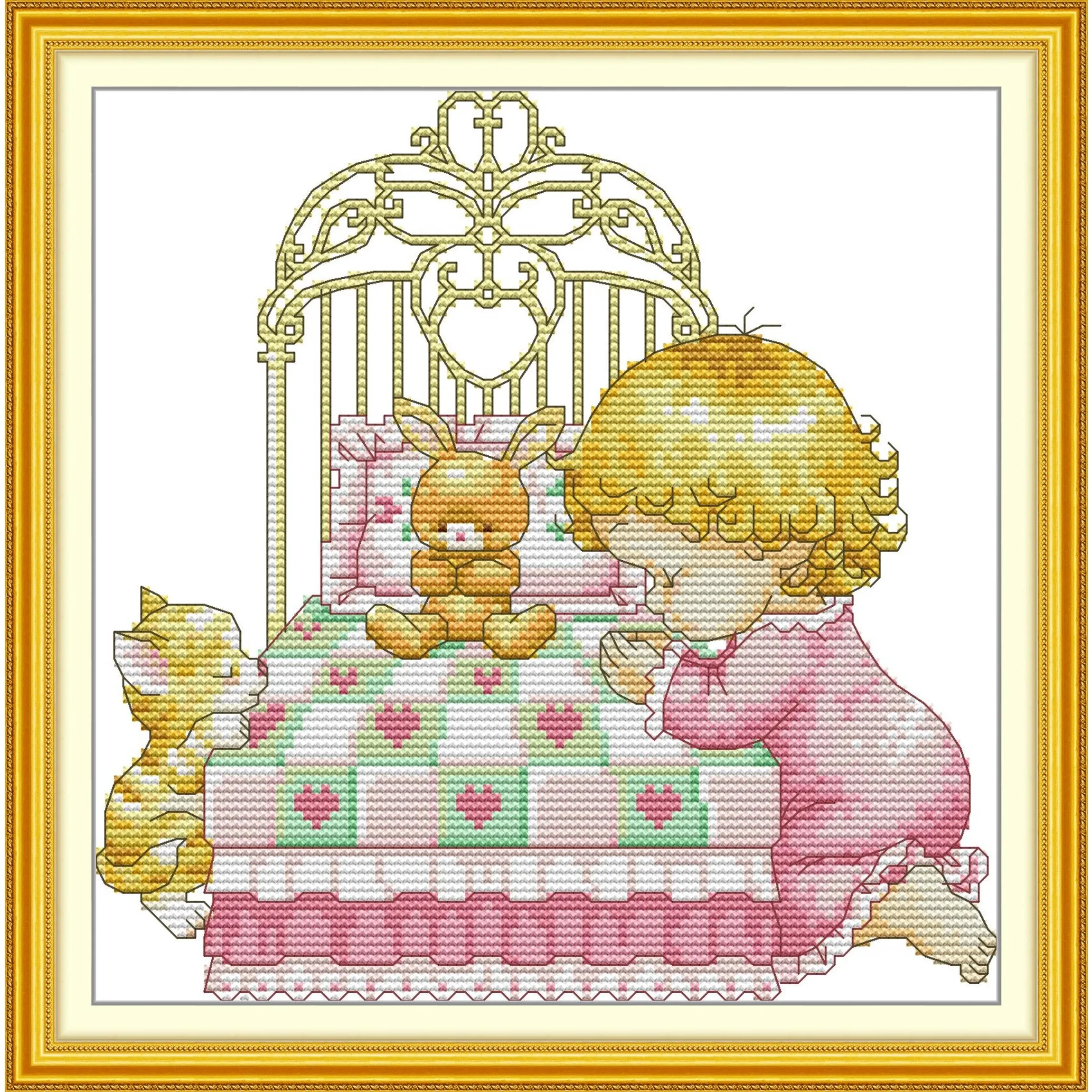 

Joy Sunday, легкий швейный узор для начинающих, набор для вышивки из штампованной ткани-для маленьких девочек