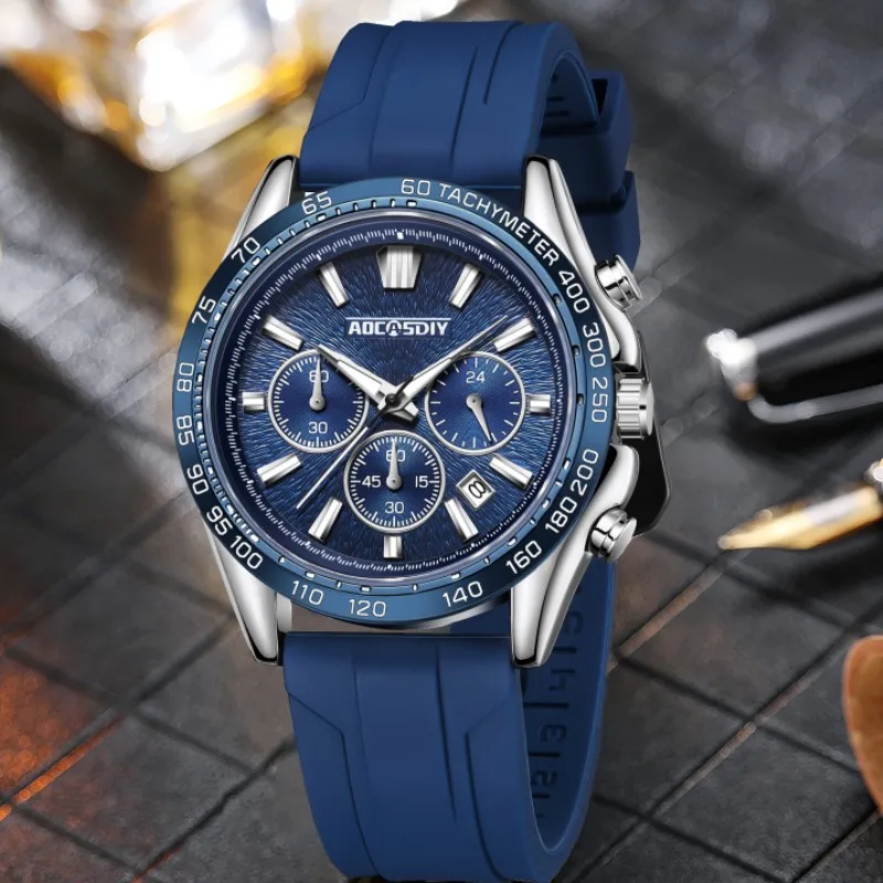 AOCASDIY new endurance sports men's watch trend Fashion casual waterproof wristwatch Multi-functional luminous calendar clock