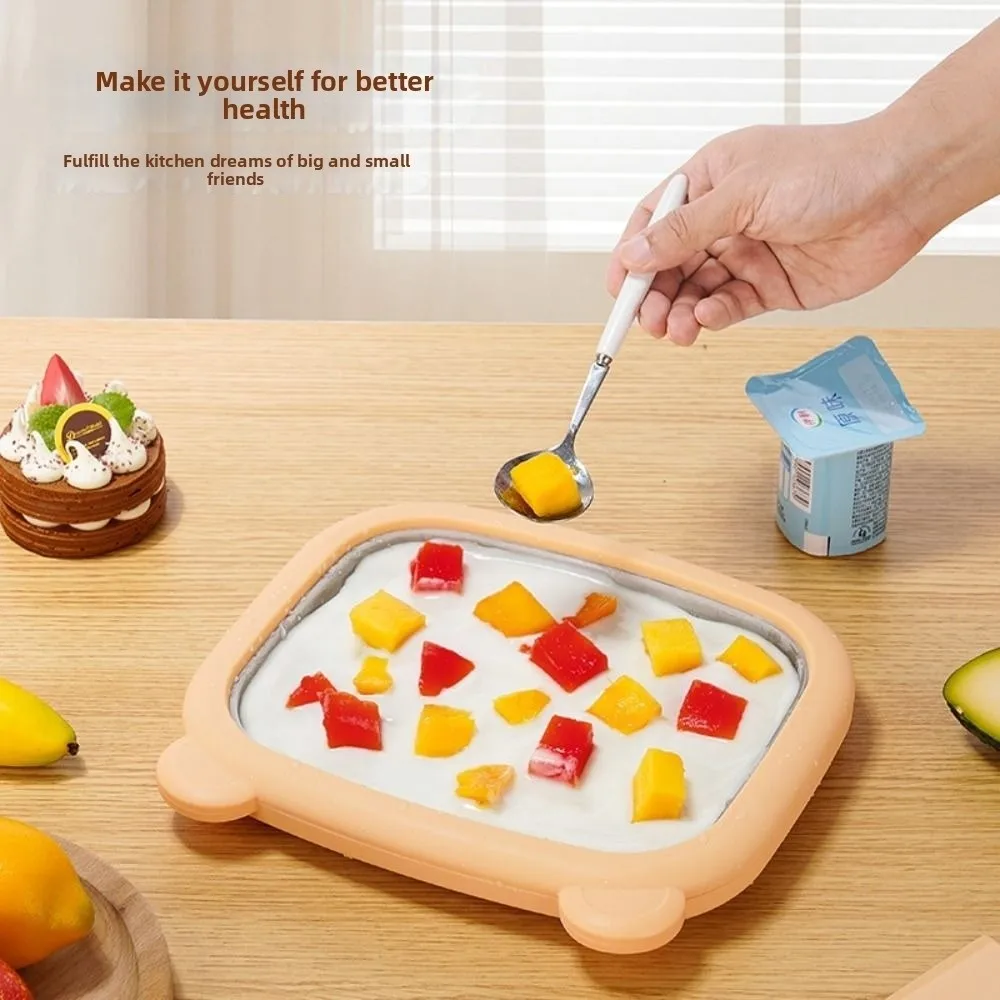 Durable Cute Bear Rolled Ice Cream Maker DIY No Electricity Required Ice Cream Maker Fried Ice Tray Home Use