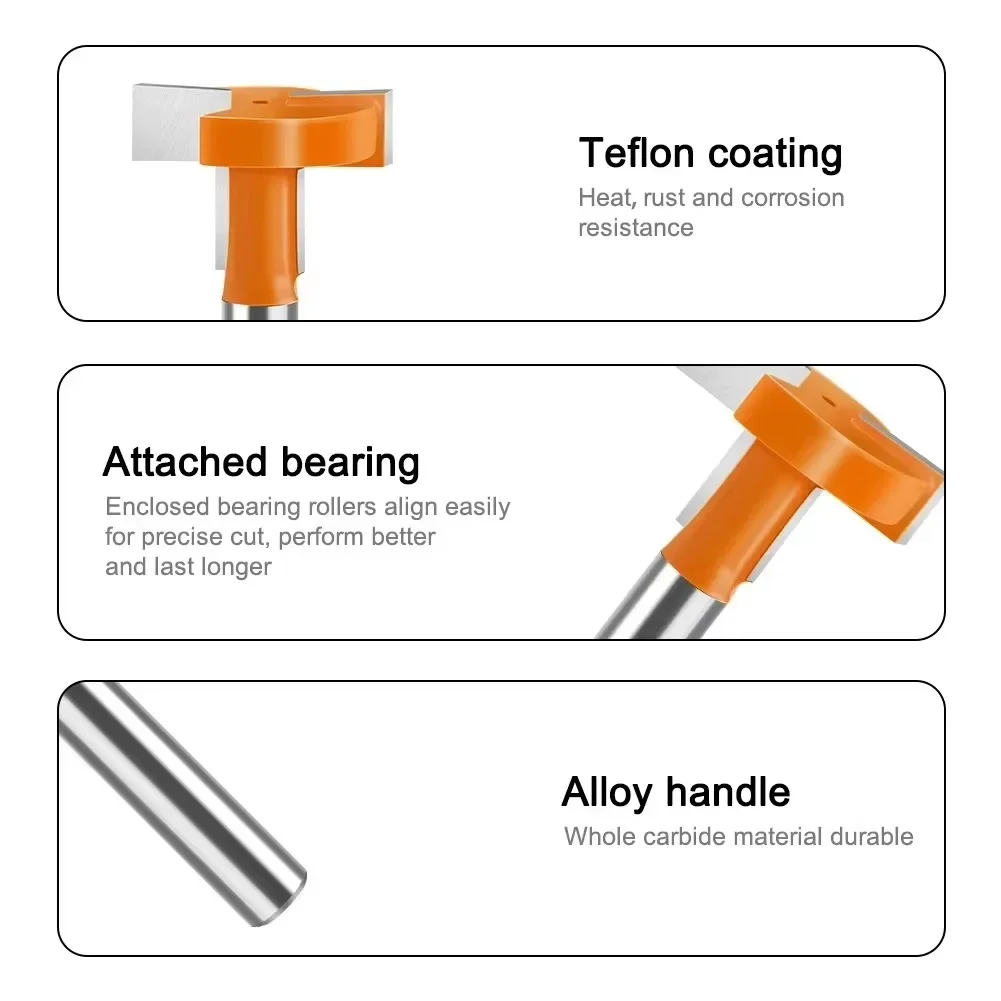 1pc 8mm Shank Straight Edge T-Router Bit Slotting Router Bit Hook Milling Router Bit Woodworking Milling Cutter