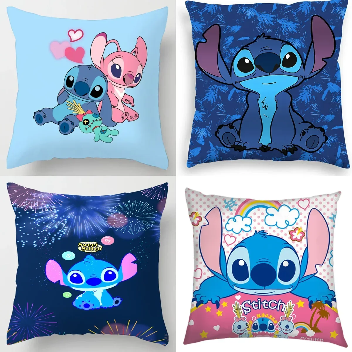 Anime Figure Disney Stitch Print Pillowcase Kawaii Stitch Pillow Pillowcase Children Room Interior Decoration Gifts