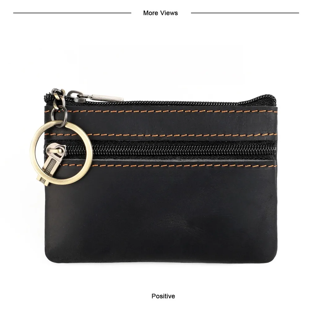Coin Purse Genuine Key Ring Purse Double Compartment Coin Purse Portable Key Holder Wallet For Cash Storage Coin Storage Car Key