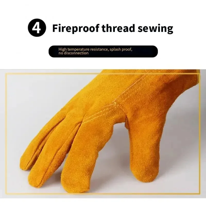 Men Work Gloves Soft Cowhide Driver Hunting Driving Farm Garden Welding Security Protection Safety Mechanic Glove