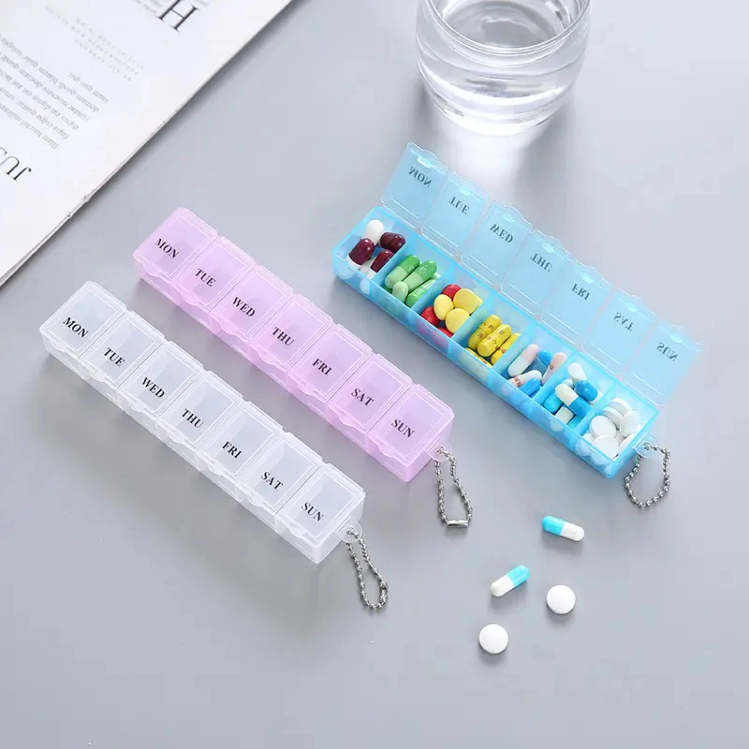 Extra Large Weekly Pill Box Organizer for 7 Days, Oversize Big Pill Case, Set of 3pcs Daily Medicine Organizer, Portable Travel