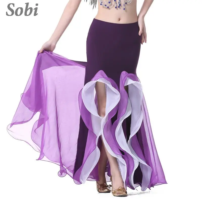 Professional Belly Dance Skirt For Women Goddess Elegant Double Split Skirt Adult Belly Dancing Performance Clothing Dance wear