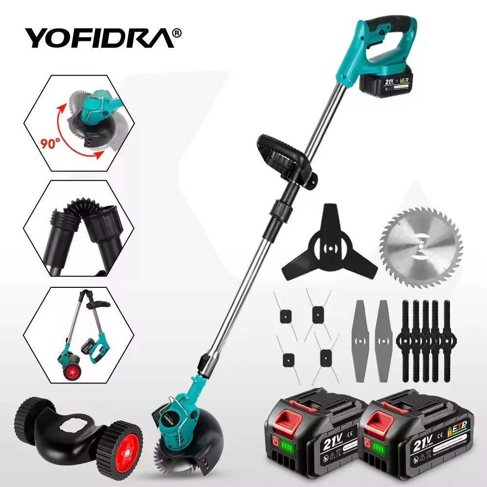מסור דשא חשמלי YOFIDRA נייד אורך מתכוונן חותך גינה אלחוטי לחיתוך דשא עבור סוללת Makita 18V Pin