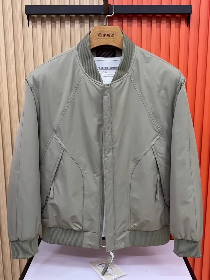 

High Quali Faionable Men's Baseball Collar down Jaet Autumn Winter New Arrival Versatile Busin Sle Stand Fit Lo...