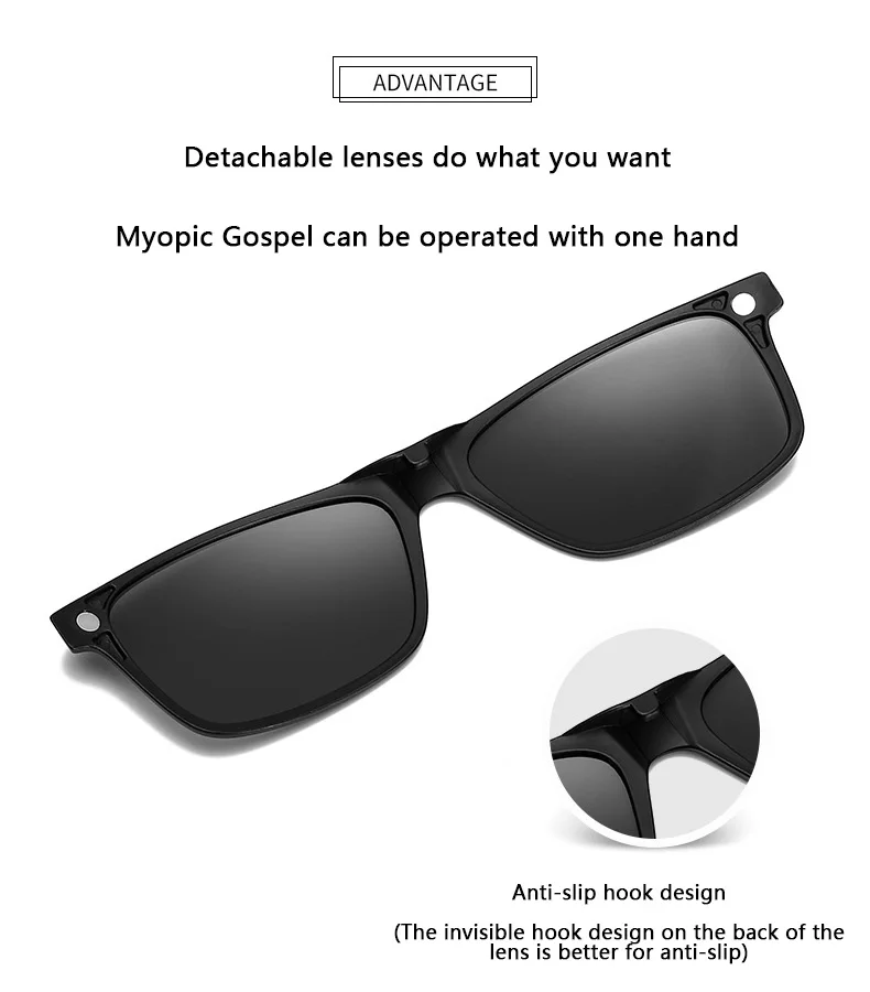 2249A 6 In 1 Brillengestell Männer Frauen Mit 5 PCS Clip Auf Polarisierte Sonnenbrille Magnetische Gläser Männlich Computer Optische – Detail 4