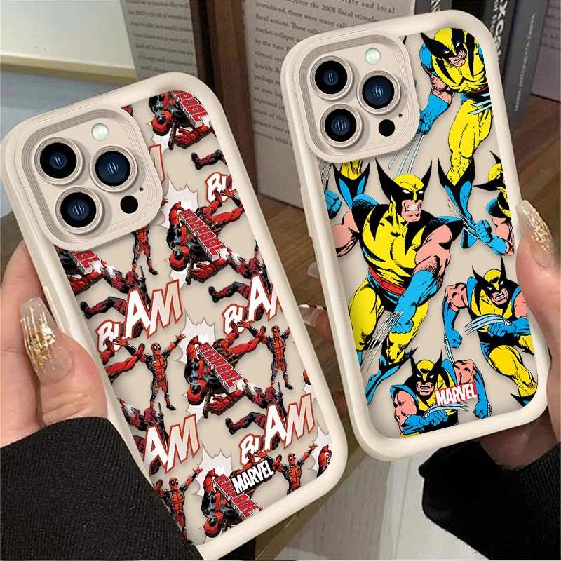 Marvel Deadpool Wolverine Phone Case for iPhone 15 14 13 12 11 Pro Max XS X XR 8 7 6S Plus SE 2020 Soft Liquid Silicone Cover