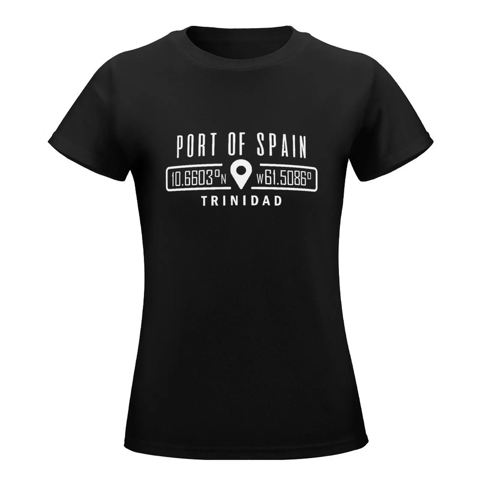 Port of Spain Trinidad GPS Location Coordinates T-Shirt shirts graphic tees tops white t shirts for Women