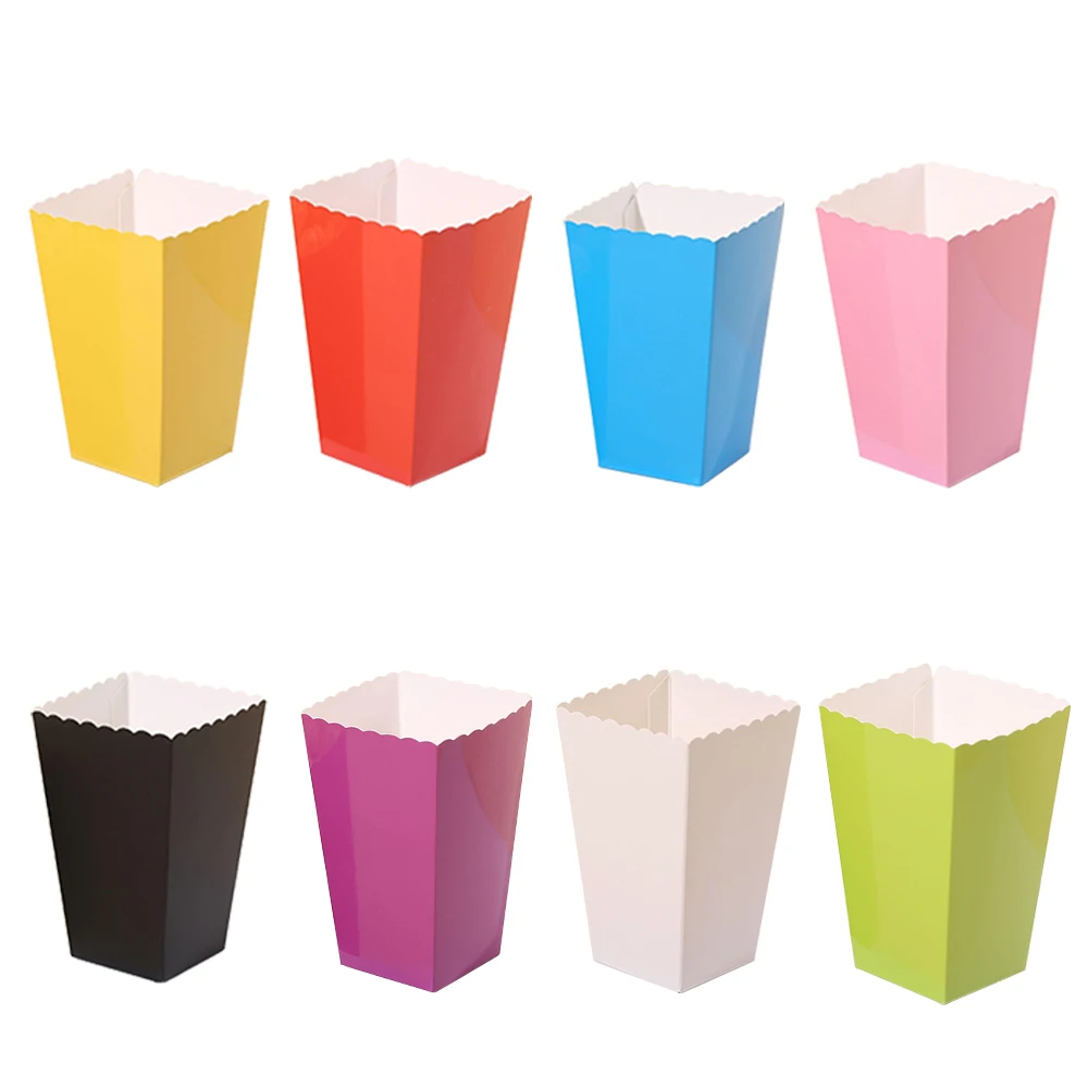 6/12/30 stücke Einfarbig Popcorn Boxen Geburtstag Hochzeit Baby Shower Party Liefert Popcorn Boxen Lebensmittel Box schwarz Weiß Rosa Blau – Detail 1