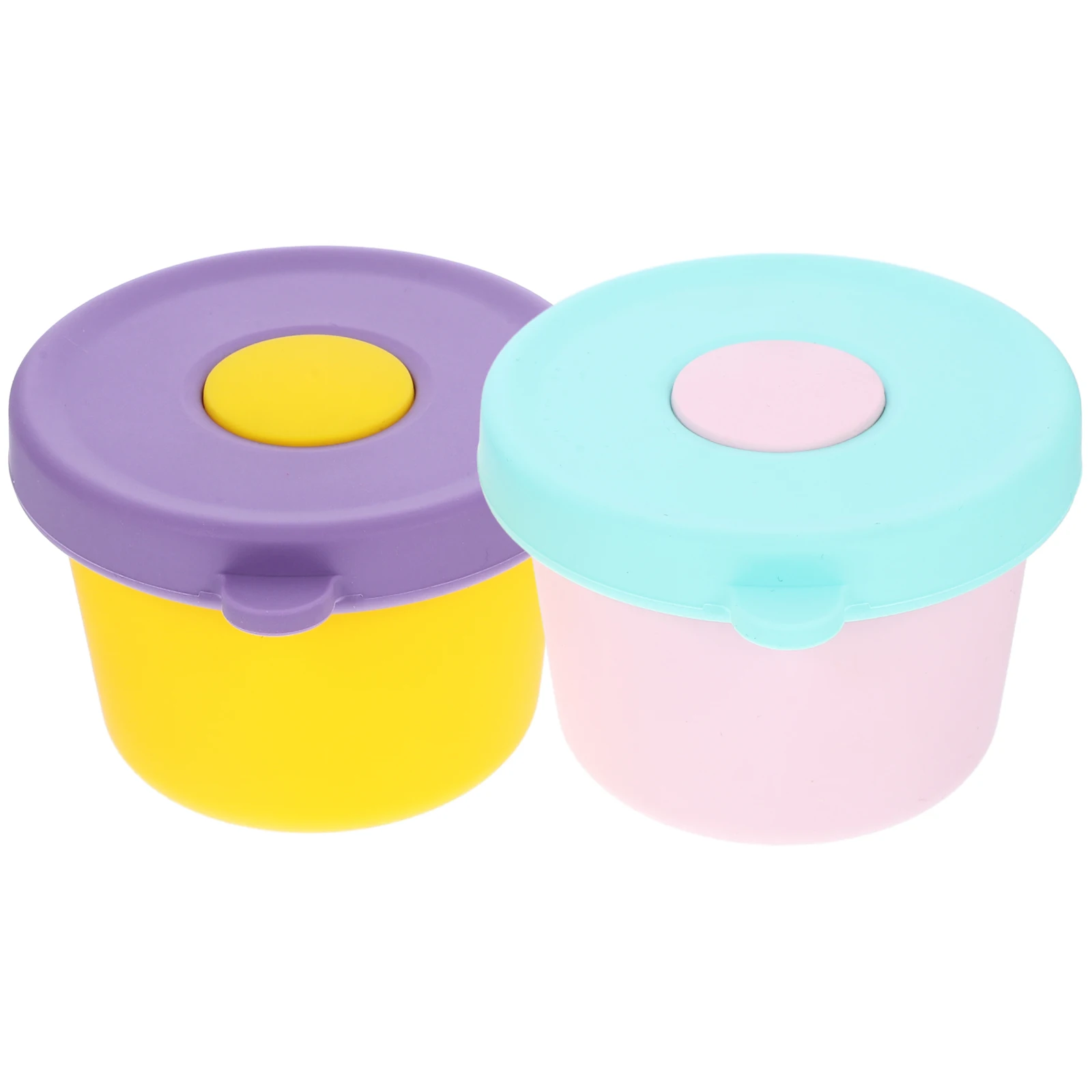 

2Pcs Leakproof Reusable Silicone Sauce Container Small Condiment Cups Dipping Cups for Salad Dressing Snack Storage to Go