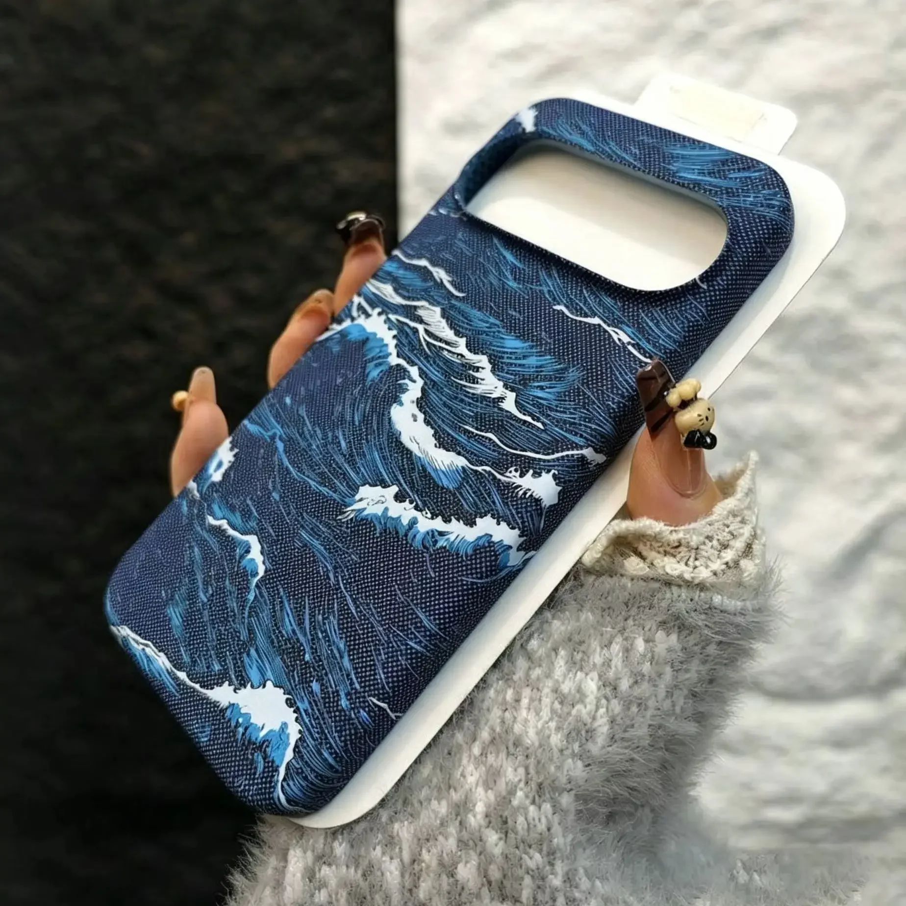 Funda magnética con textura de olas oceánicas y diseño sin marco, fabricada con Kevlar, para Google Pixel 11, 10, 9, 9A, 8, 7, 10A Pro XL, compatible con la carga MagSafe, cubierta rígida.