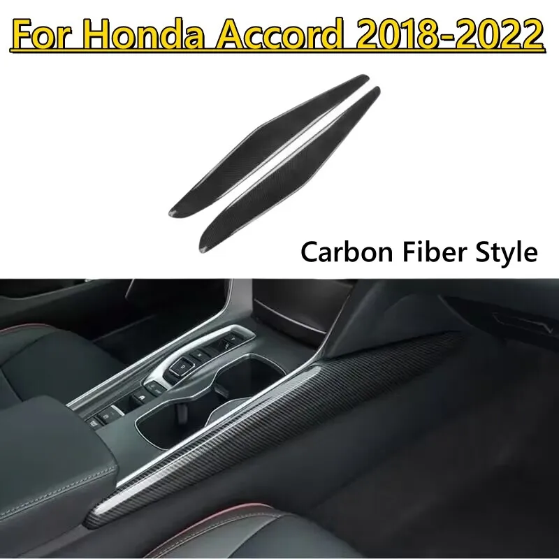 

2x Carbon Fiber Style Gear Shift Frame Stripe Cover Trim For Honda Accord 18-22