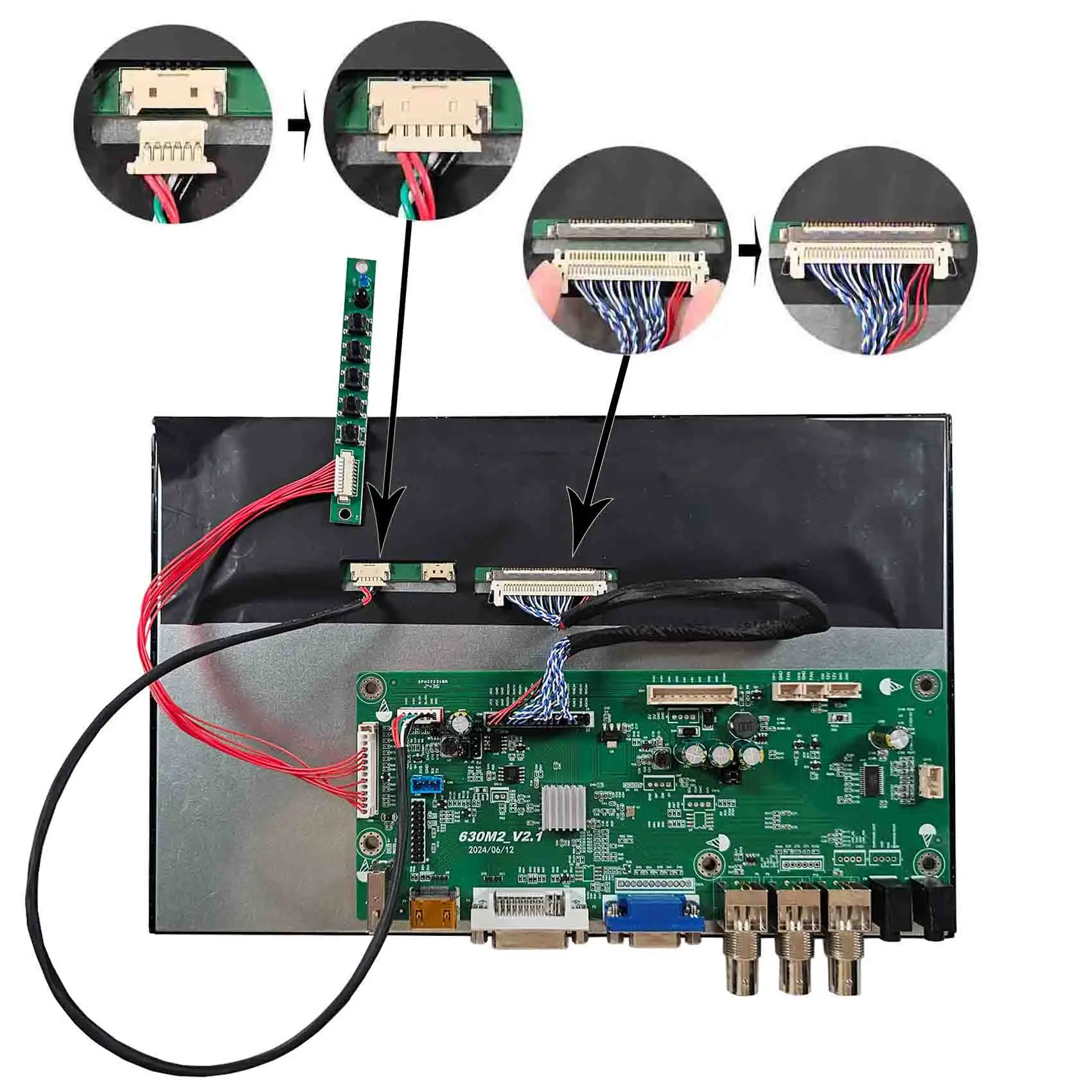 Placa controladora LCD USB VGA DVI 2AV pantalla LCD táctil de 12,1 pulgadas G121HAX01 1920x1200