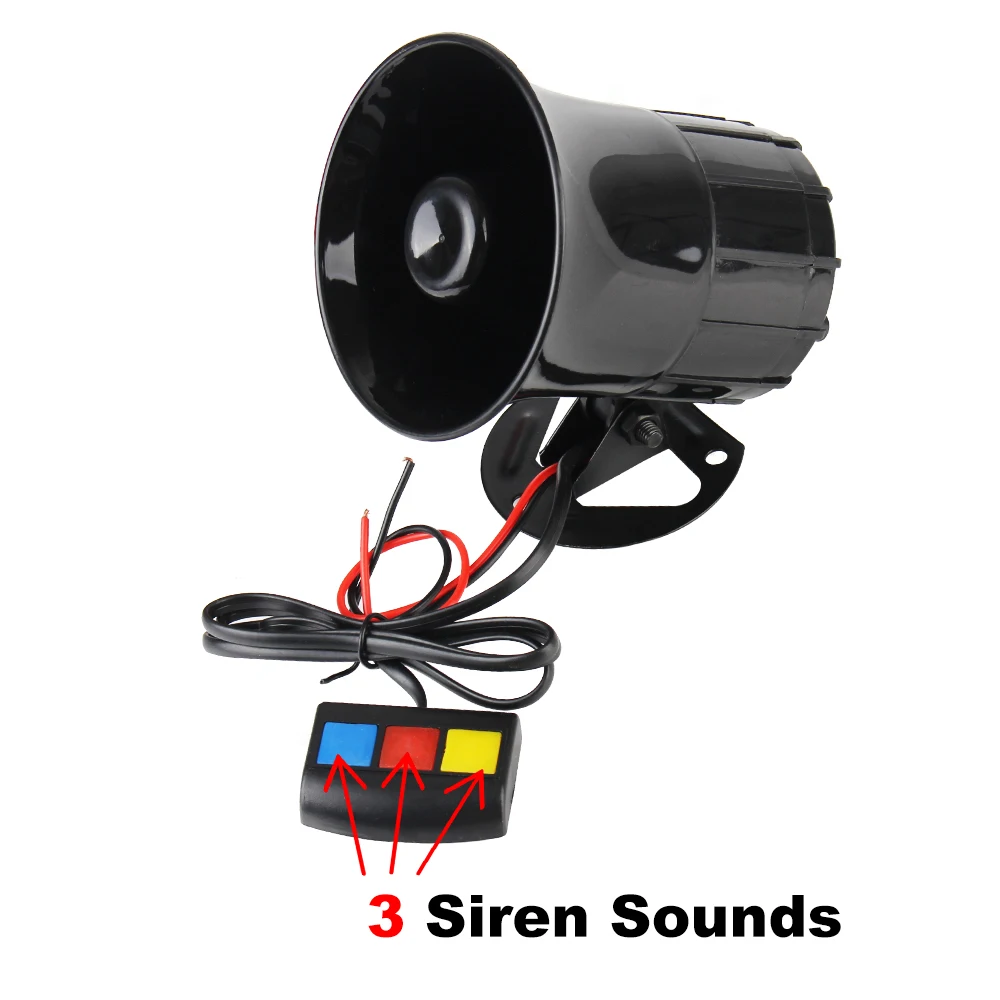 Loud Speaker Siren Horn Motorcycle 3 Sounds Horn 110dB 12V 3 Tone Sound Loud Car Horn Motorcycle Warning Alarm