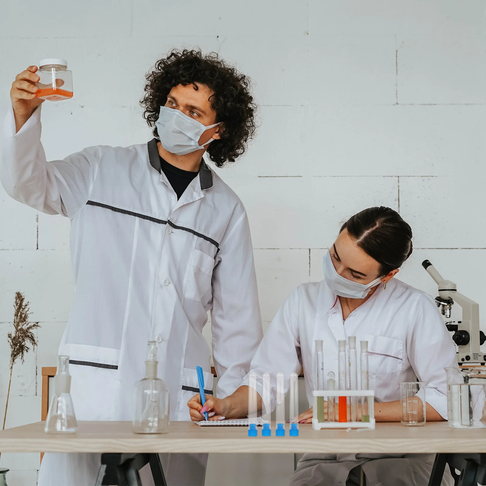 50pcs Plastic Test Tubes Clear Storage Containers For Sample Liquid Gel Portable Travel Use Chemistry Experiment Lab