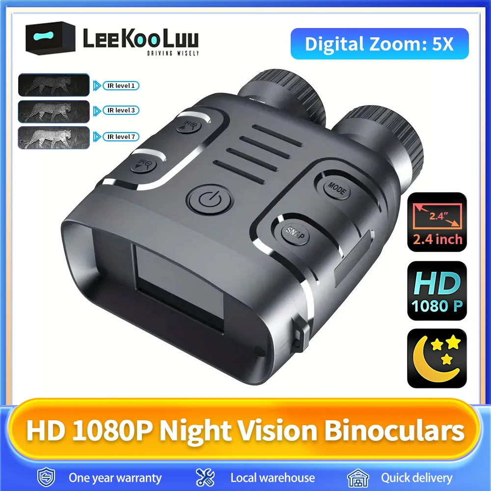 1080P Binocular Infrared Night-Visions Device 5X Binocular Day Night Use Photo Video Taking Digital Zoom for Hunting Boating