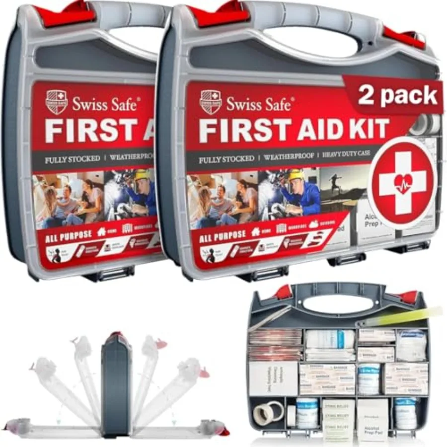 

2-in-1 First Aid Kit for Car, Travel, Home, & Business – Includes Bonus Mini Kit for Medical Emergencies, Camping & Outdoor Surv