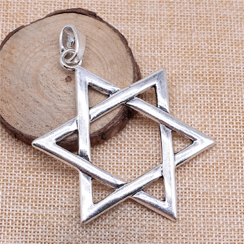 WYSIWYG 1pcs 3 Colors 75x59mm Star Of David Charm Large Star Of David Pendants For Necklace Making