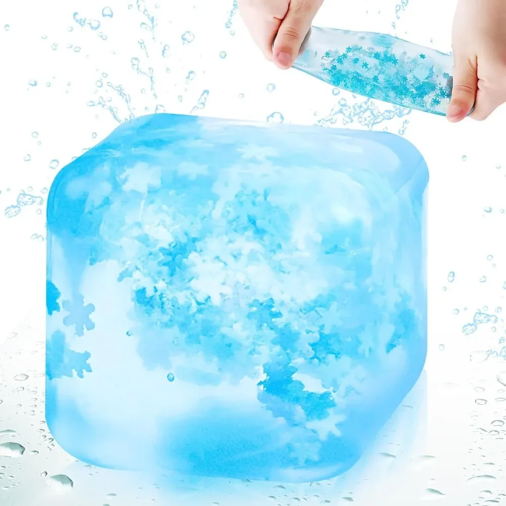 Regalo 5*5cm cubo de hielo pellizco juguete alivio del estrés Mochi bloque de hielo transparente forma de Tofu juguete sensorial niños