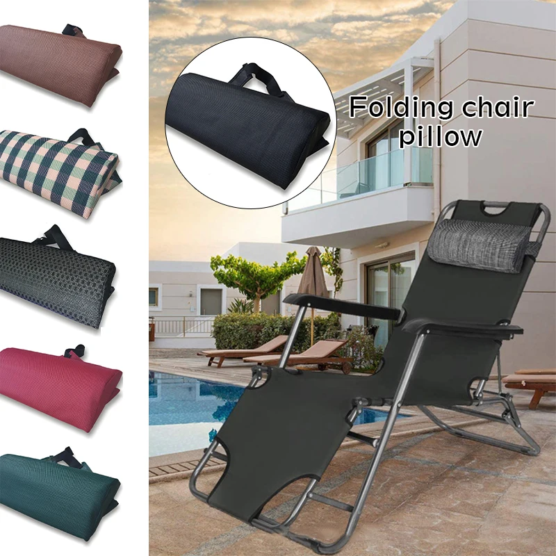 Recliner Headrest Beach Folding Chairs Teslin Pad Pillow Garden Backyard Picnic Lounge Chair Head Backrest Cushion Adjustable