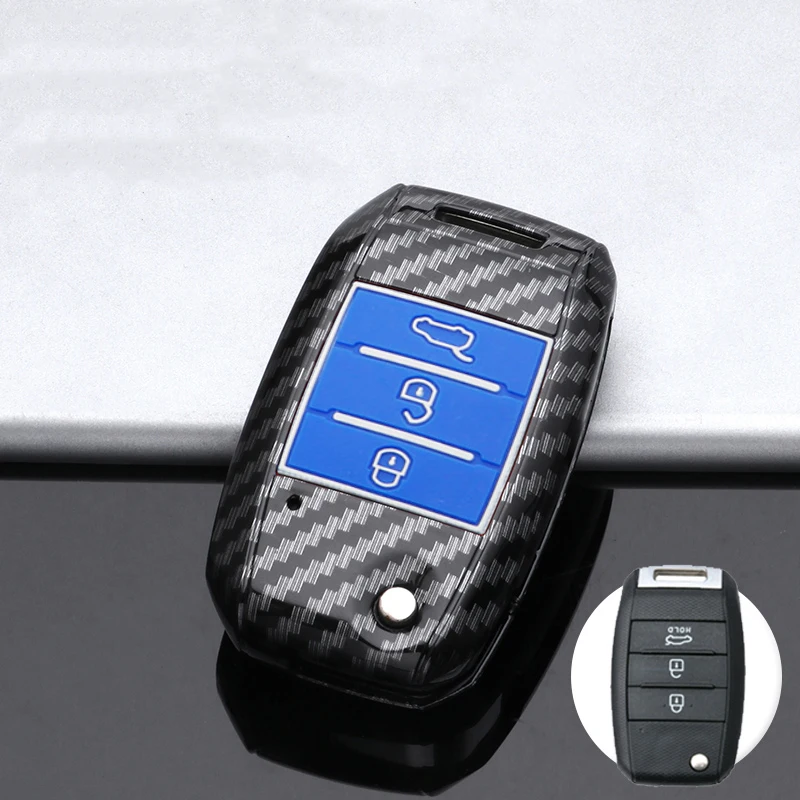 Carbon Car Flip Key Case Cover Shell For KIA Rio 3 K2 Ceed Cerato K3 K5 Sorento Sportage Soul K4 Picanto Optima Forte Stinger