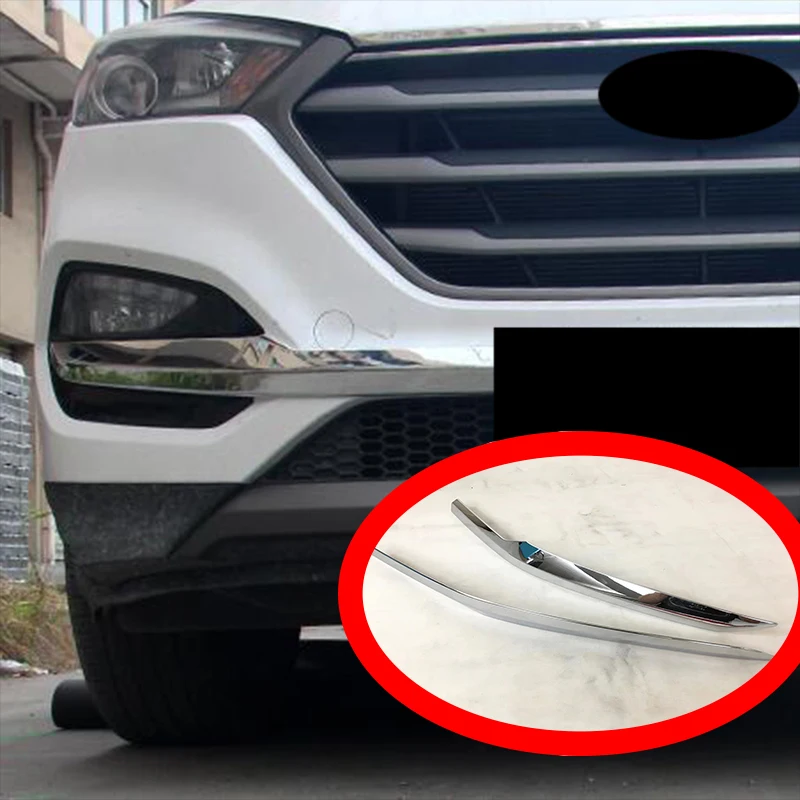 For Hyundai Tucson 2015 2016 2017 2018 ABS Chrome Front Bumper Corner Protection Decoration Strip Car Styling Accessories 2pcs