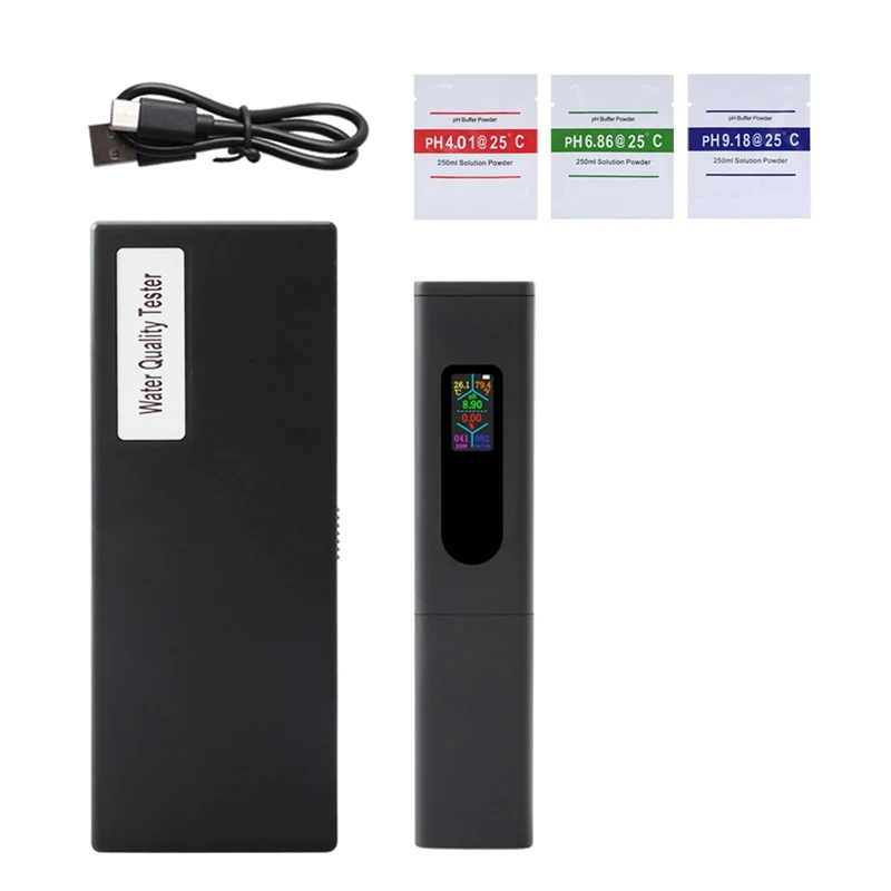 5 In 1 Salinity Meter PH Water Quality Tester Digital EC TDS TEMP Monitor Rechargeable Test For Aquarium Hydroponic Pool