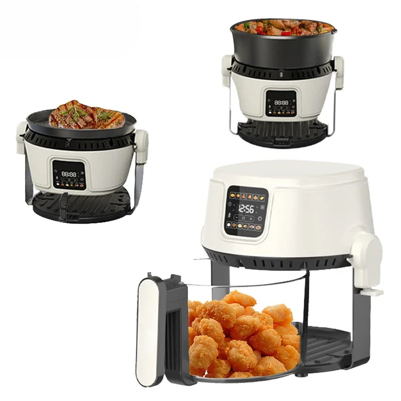 Desain baru air fryer fungsi berputar dengan kontrol layar sentuh warna dan chip pembuat termos kaca yang dapat dilepas