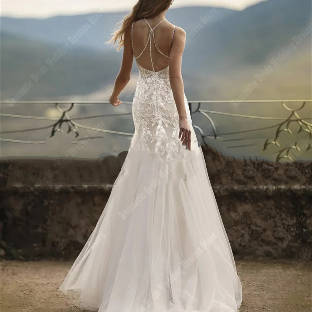 Eleganti abiti da sposa da donna con scollo a v profondo stampa floreale superficie in Tulle abiti a-line lunghezza di lavaggio abito da principessa in Chiffon luminoso