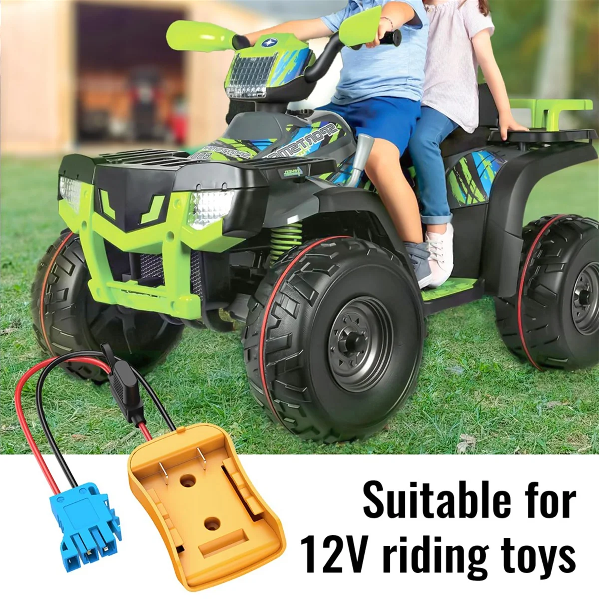 Adapter Power Wheels do akumulatora Dewalt 20 V ze złączem wiązki przewodów do Peg-Perego, przewód 12AWG z bezpiecznikiem 40 A