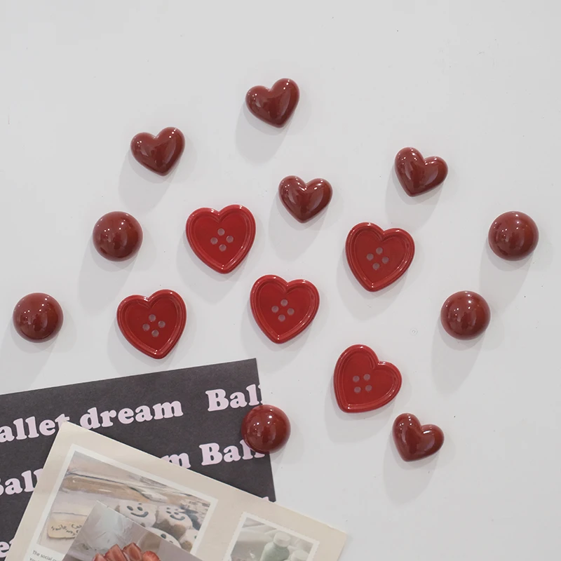 5pcs Refrigerator Magnet Set Retro Red Heart Magnetic Decor Pegboard Whiteboard Plan Photo Ornament Home Decoration Unique Gift