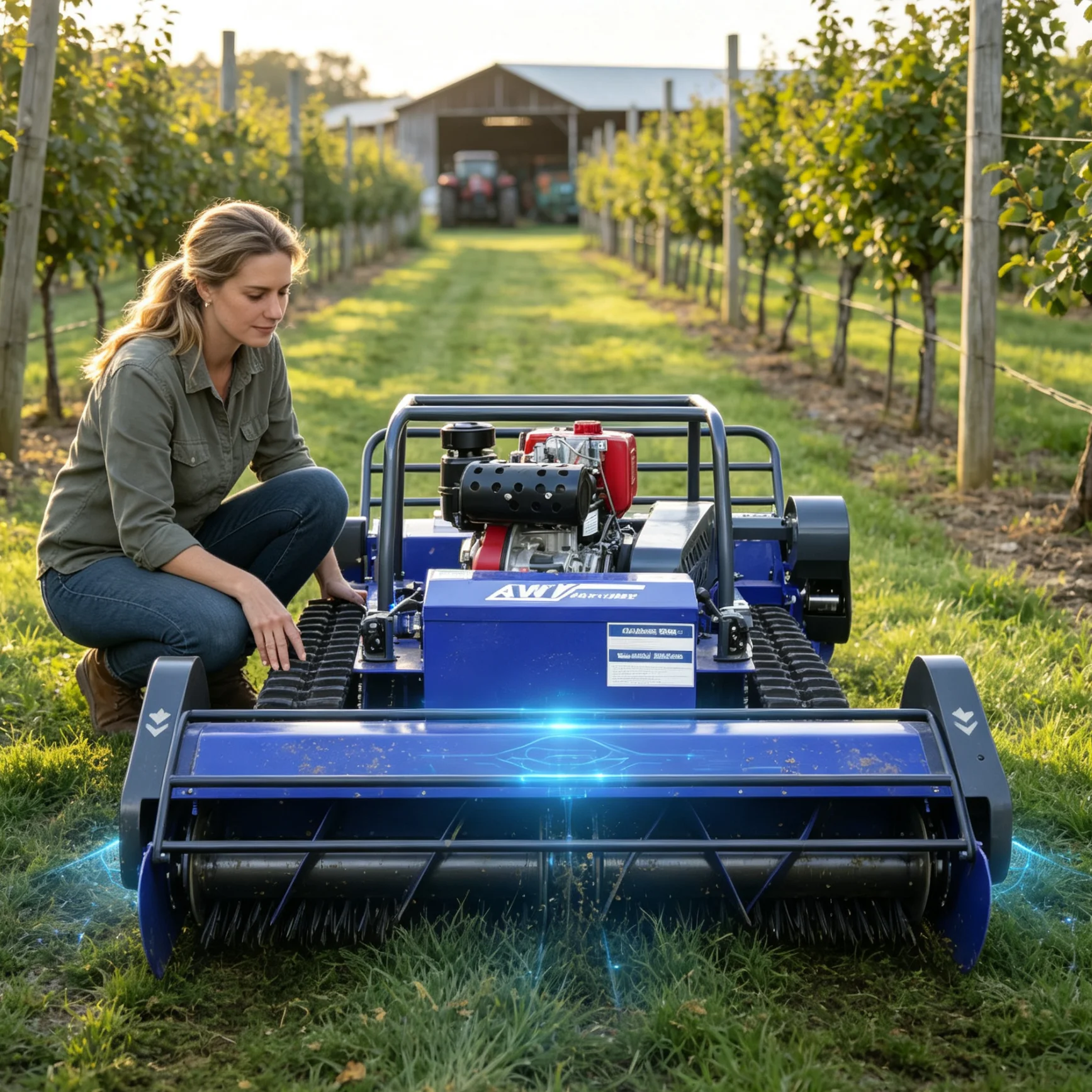 Customized Remote Control Flail Mower safe remote control for mist mountain tea steep slope weed crushing.