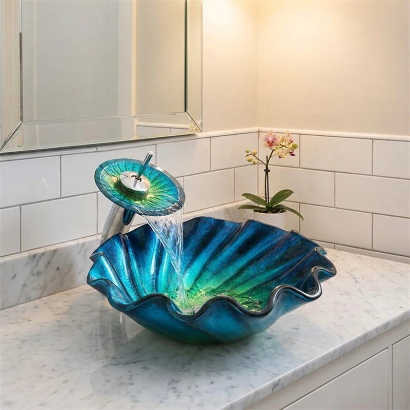 FOR Wash Basin Above Counter Tempered Glass Bathroom Sink Modern Art Design Home