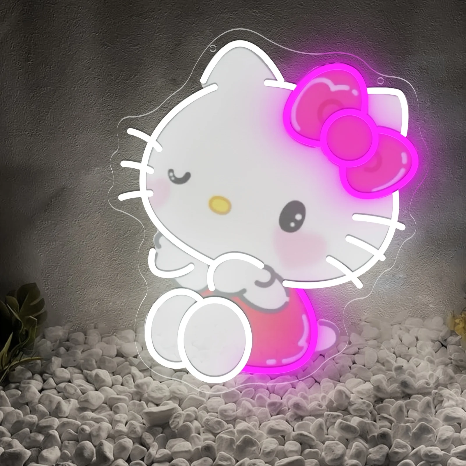 

Hello Kitty Winking Neon Sign Dimmable LED Neon Light Wall Decor for Bedroom Coffee Shop Beauty Salon Kids Room Party Decoration