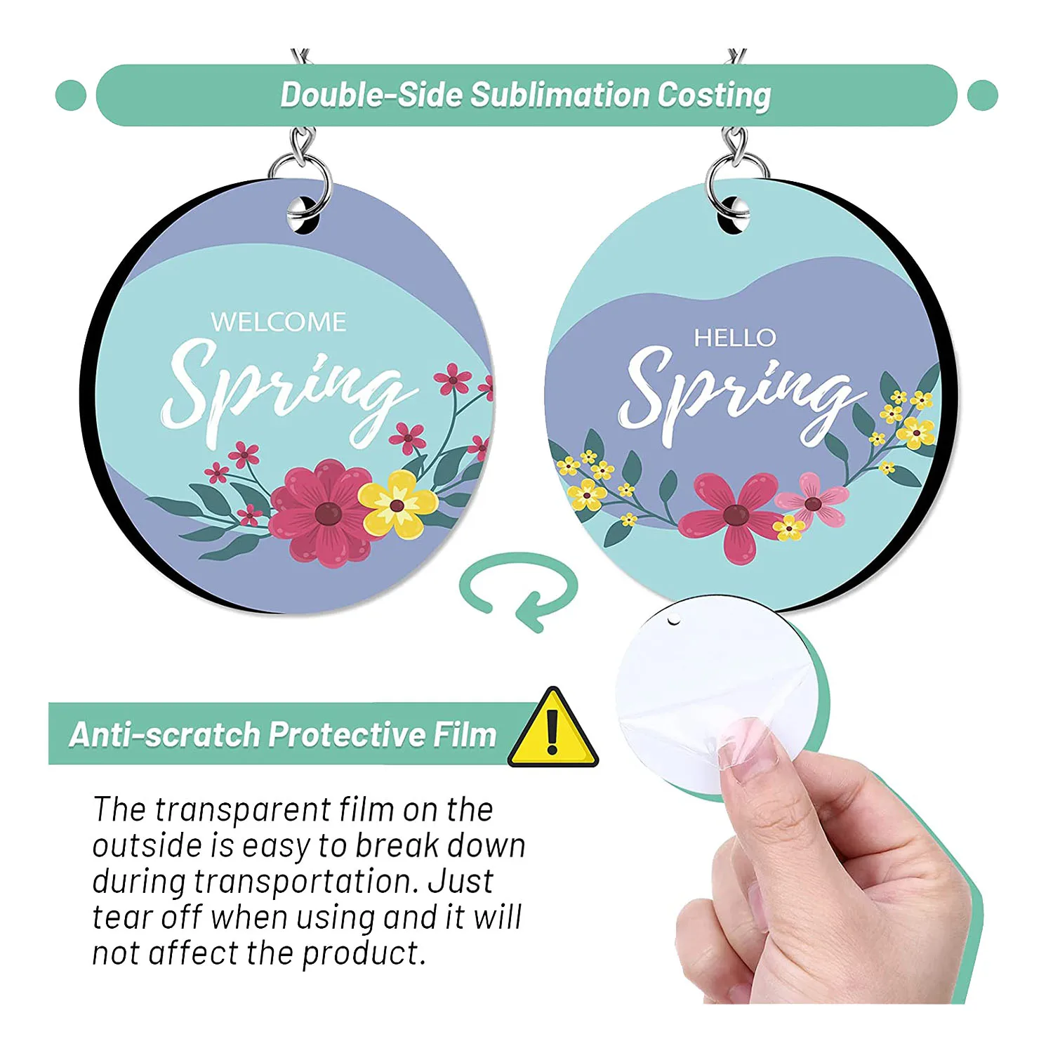 A77K Sublimation Blanks Keychains,200 PCS 2Inch Round Sublimation Blanks Keychain Circle with Tassels,for DIY