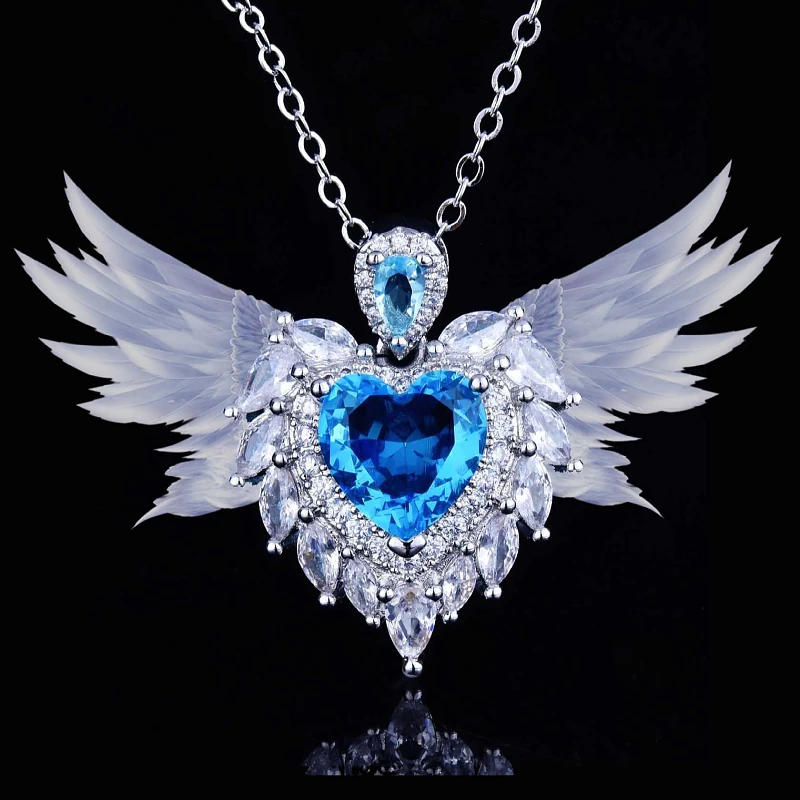 Fashion Women's Angel Guardian Heart Necklace Delicate Ocean Heart Jewelry Anniversary Birthday Wedding Holiday Party Favor